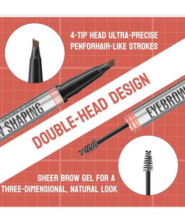 2-In-1 Double-End Eyebrow Shaping Pen 2-In-1 Brow Pen And Sealing Brow Gel Long-Lasting Color Waterproof And Sweatproof Easy-To-Use Eyebrow Makeup For Real-Looking Fuller Eyebrows (04# Black) - Buy Online on GoSupps.com