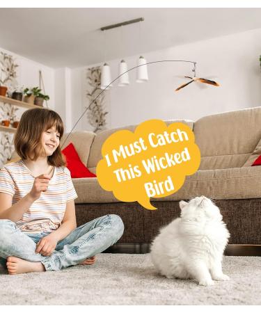 Pawaboo Interactive Cat Toys - 35 Catangel Stable with 2 Springs & Flexible Steel Wire Handle - Magic Wand for Kittens & Cats - Orange - Buy Online on GoSupps.com