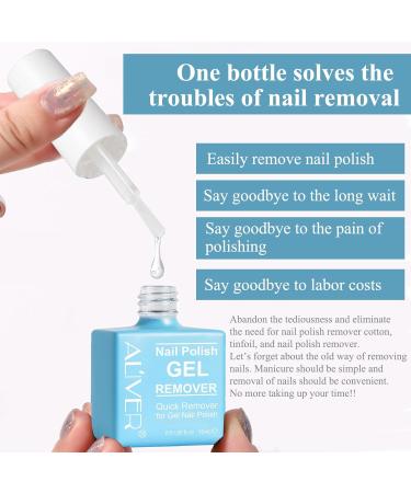 ALIVER Gel Nail Polish Remover Professional for Nails with Cuticle Pusher Tool Remove Gel Polish Don't Hurt Nails in 2-4 Minutes No Need for Foil Soaking or Wrapping Safe and Quick DIY 15ml - Buy Online on GoSupps.com
