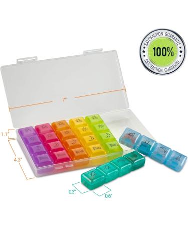 Large 7-Day Weekly Pill Organizer - MEDca 4 Compartment Am/pm Pill Box - Travel Medication Dispenser Case - for Vitamins and Medicines - Multi 1 Count - Buy Online on GoSupps.com