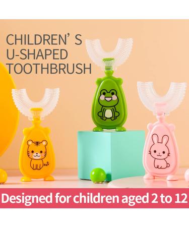 Cartoon Kids U-Shaped Toothbrush - Food Grade Soft Silicone Brush Head 360 Oral Teeth Cleaning Design for Toddlers and Children 2-7Years/8-12Years Yellow 2-7Years - Buy Online on GoSupps.com