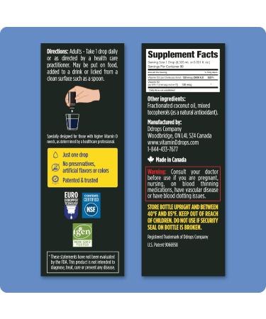 Ddrops Extra Strength 5000 IU Vitamin D3 + K2 90 Drops - Liquid Vitamin D3 & K2 (MK7) Supplement. Supporting Strong Bones Immune System and Cardiovascular Health. 0.06 Fl Oz (Pack of 1) - Buy Online on GoSupps.com