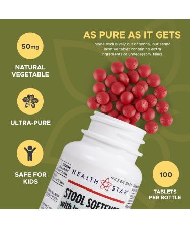 GeriCare Senna Plus Laxative Tablets - Natural Constipation Relief | 50mg Stimulant & 8.6mg Stool Softener | Gentle Bowel Movement Support - Buy Online on GoSupps.com