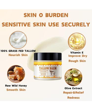 Moisturiser for Dry Skin - Tallow Honey Balm Body Lotion - Body Moisturiser for Whole Body Face Hand Leg - Nourish Smooth Body Cream - Repair Barrier Face Moisturiser - Body Moisturiser for Dry Skin - Buy Online on GoSupps.com