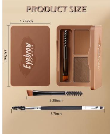 Eyebrow Powder Kit-2 Colors Soft Eye Brow Tinted Powder Palette Waterproof & Long Lasting Natural Gray Brown Brow Professional Eyebrow Contour Makeup Set for Women with Mirror Brow Tool-2# 02# - Buy Online on GoSupps.com