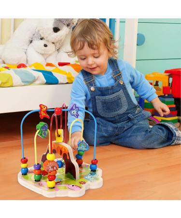 Shop Toyssa Wooden Montessori Motoric Loop - Dinosaur Roller Coaster Colorful Pearl Labyrinth & Motor Cubes for Toddlers (Ages 1-3) | Perfect Gift for Kids - Buy Online on GoSupps.com