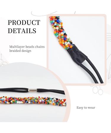NICENEEDED Beaded Elastic Headband Colourful Bead Forehead Hairband Bohemian Hair Jewelry Head Chain Stretch Tiara Headpieces Hair Accessories for Women Wedding Party Prom - Buy Online on GoSupps.com