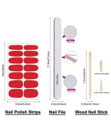 DANNEASY 16 Sheets Glitter & Solid Color Nail Polish Strips - Self Adhesive Gel Wraps for Women - Nail Art Stickers with File & Cuticle Stick - Buy Online on GoSupps.com