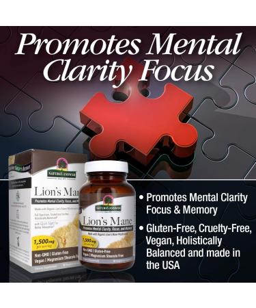 Nature's Answer Lion's Mane 1500 mg - 90 Vegetarian Capsules for Cognitive Support - Buy Online on GoSupps.com