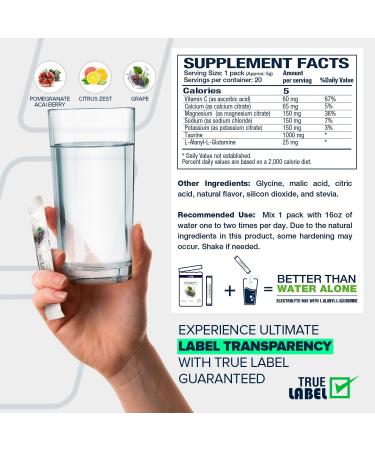 Hydrate 2.0 Electrolytes Hydration Powder Packets Advanced Hydration & Recovery Formula with L-Alanyl-L-Glutamine | Faster Hydration & Performance Recovery | 20 Packets (Grape) - Buy Online on GoSupps.com
