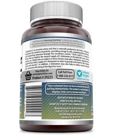 Amazing Formulas L-Glutamine Supplement - Workout Recovery & Immune System Support - 120 Capsules - Buy Online on GoSupps.com