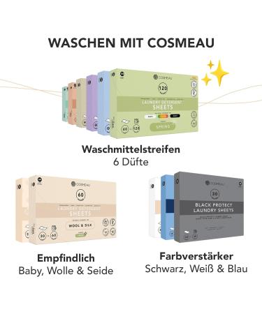 Cosmeau Sustainable Detergent Leaves for Wool & Silk - Fresh Spring Scent - 10 Plastic-Free Leaves - Up to 20 Washes - Eco-Friendly Travel Solution - Buy Online on GoSupps.com