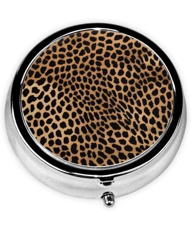 Leopard Print Mini Round Pill Box | Travel Pill Organizer with 3 Compartments - Portable Medicine Case for Home & Office - Buy Online on GoSupps.com