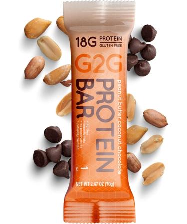 G2G Protein Bar - Peanut Butter Coconut Chocolate Whey Protein, Real Food, Gluten-Free, 8 Count (Pack of 8) - Buy Online on GoSupps.com