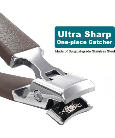 SG Nekoo Nail Clippers - Ultra Sharp Curved Trimmer for Thick Nails, Hard Fingernails & Toenails - Splash Proof Cutter with File for Adults, Men, Women, Seniors - Mid-Dark Brown - Buy Online on GoSupps.com