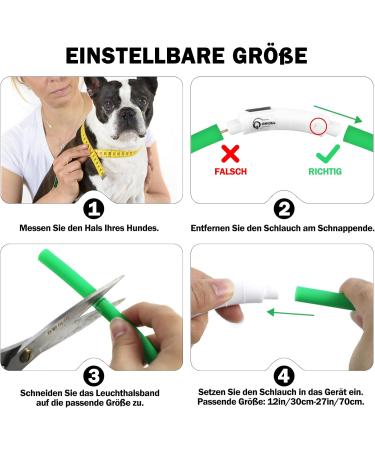 Nepfaivy Luminous Elbe Hund USB Charging Waterproof LED Dog Collar - Adjustable Length 3 Lighting Modes for Safety White Silicone | International Shipping - Buy Online on GoSupps.com