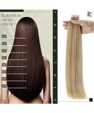 Runature Invisible Tape Hair Extensions - Real Human Hair 60cm Blond #16P24 - 20 Pieces - Highlighted & Lightweight 50g - Buy Online on GoSupps.com