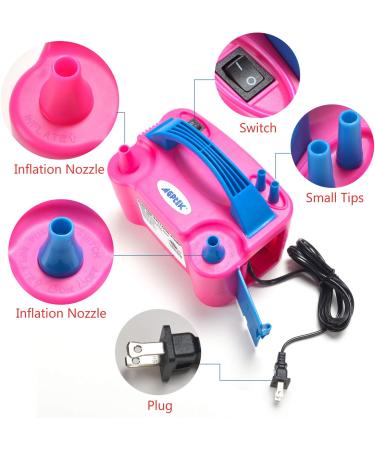 AGPTEK Electric Air Balloon Pump 110V 600W - Rose Red Dual Nozzle Inflator/Blower for Party Decoration - Buy Online on GoSupps.com