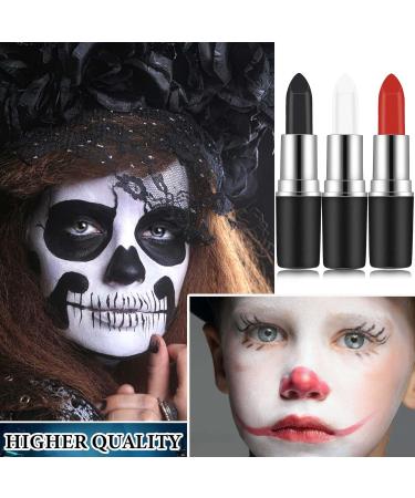 3 Colors Clown Makeup Eye Black Stick - Cream Blendable Face & Body Paint for Halloween & Sports | Red White Black - Professional Quality - Buy Online on GoSupps.com