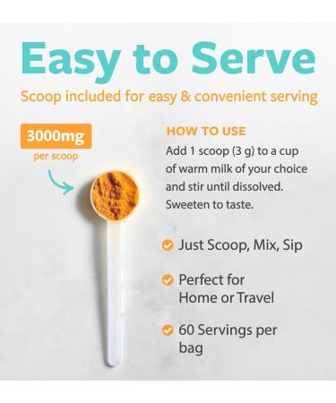 Golden Milk Powder Organic Blend - Adaptogenic Turmeric Latte with Ginger Ashwagandha & Mushroom Complex for Sleep Relaxation Vitality & Immune Support - Vegan Non-GMO & Filler Free (60 Servings) - Buy Online on GoSupps.com