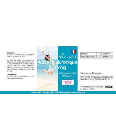 Hyaluronic Acid 300mg - Vegan - 180 Tablets - High Dose | Vitamintrend  - Buy Online on GoSupps.com