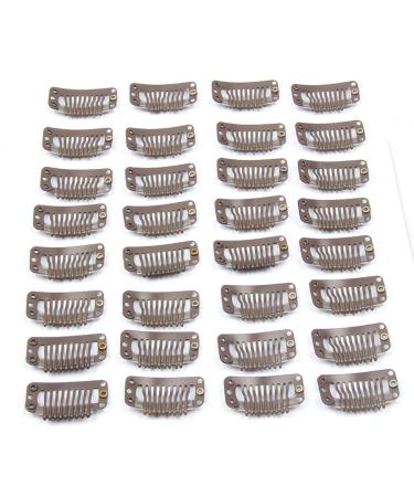 50pcs Stainless Steel Hair Extension Clips Wigs Combs + 2pcs Weaving Thread & Needles Set - Dark Brown - Buy Online on GoSupps.com