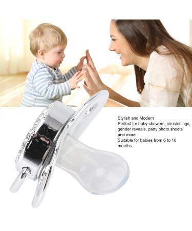 Premium Silicone Pacifier Set & Rhinestone Pacifier Chain for Babies (6-18 Months) | BPA-Free Gift in Silver - Buy Online on GoSupps.com