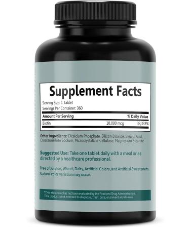Bliss Serenity Biotin 10000mcg - Max Strength Hair, Skin, and Nails Supplement - 360 Mini Tablets for Women & Men - Energy & Growth Vitamins - Kosher Non-GMO - Buy Online on GoSupps.com