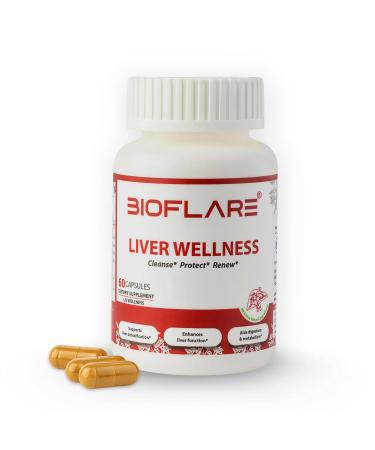 BIOFLARE Liver Support Supplement NAC & Artichoke Leaf for Liver Cleanse Detox & Repair Daily Liver Health Formula for Men & Women Non-GMO Gluten-Free 60 Vegan Capsules