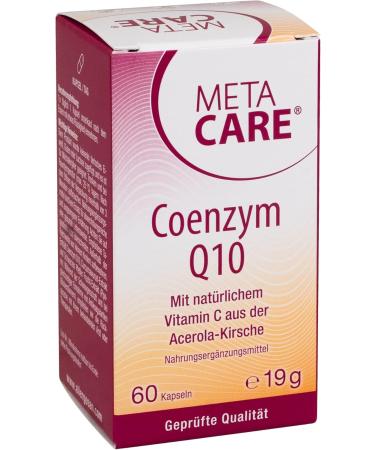 Meta Care Coenzyme Q10 - Natural Vitamin C from Acerola Cherry - 60 Vegan Capsules with Black Pepper Extract for Maximum Absorption - Buy Online on GoSupps.com