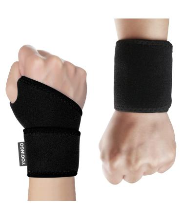 YOGINGO 2 Pack Wrist Brace for Right&Left Hand - Wrist Wraps for Men&Women - Adjustable Wrist Band for Sports Protecting/Tendonitis Pain Relief/Injury Recovery/Daily Work Carpal Tunnel Wrist Brace Black