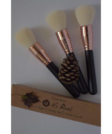 Vegan Makeup Brush Large Professional Powder Makeup brush Eco 100% Cruelty-free Wooden handle. Dense Supper Soft synthetic hair with Natural touch No shedding Blend effortlessly- by It sReal  - Buy Online on GoSupps.com