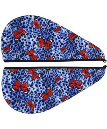 Hair Towel Wrap with Button | Quick-Dry Towel Turban for Effortless Styling | Abstract Colorful Butterflies Design - International Shipping Available - Buy Online on GoSupps.com