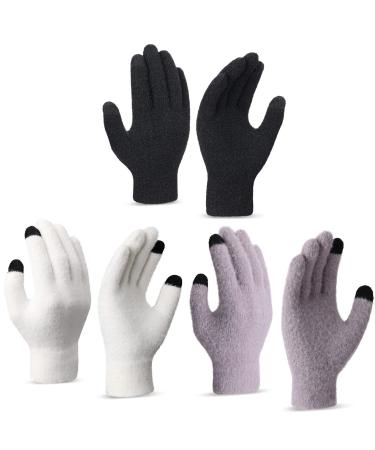 Cierto Womens Winter Cold Weather Gloves: Touch Screen Warm Knit Gloves for Women | Texting Thermal Outdoor Gloves for Daily Warmth Driving Running Cycling Three pairs (one pair per color)