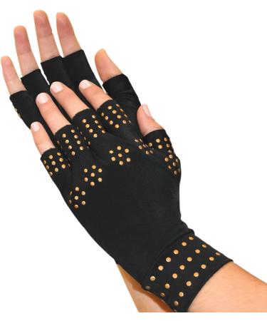 Buy North American Health + Wellness Magnetic Arthritis Therapy Fingerless Compression Gloves - Black Large | Worldwide Shipping Available - Buy Online on GoSupps.com