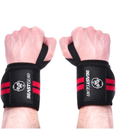 Beast Gear Wrist Wraps for Weightlifting - 20" Wrist Support Straps for Weight Lifting with Thumb Loop