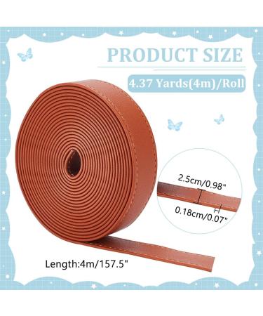 Wadorn 2.5cm Double-Sided PU Leather Belt Strip - 4m Flat Leather Cord for DIY Pocket Straps & Watch Bracelets - Brown - Buy Online on GoSupps.com