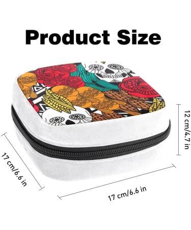 Colorful Skull Pattern Sanitary Napkin Storage Bag - Period Tampon Makeup Pad Pouch - Buy Online on GoSupps.com