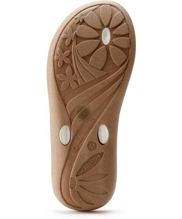 OKABASHI Women's Baha Flip Flop - Toffee/Vanilla - Contoured Footbed with Arch Support | Slip-Resistant, Waterproof, Made in USA - Buy Online on GoSupps.com