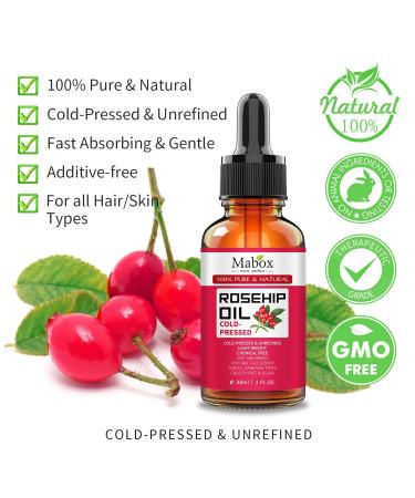 100% Pure Organic Rosehip Oil for Face Hair & Skin - Cold Pressed Anti-Aging Moisturizer Serum (30ml - Buy Online on GoSupps.com