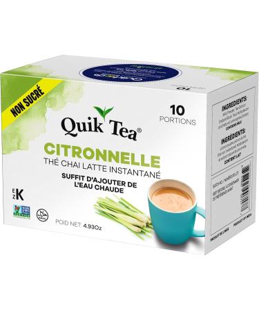 Quik Tea Unsweetened Lemongrass Chai Tea Latte - 10 Count Single Box - All Natural & Preservative Free Instant Chai - Buy Online on GoSupps.com