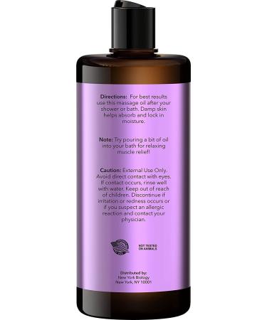 Lavender Massage Oil 16 Fl. oz - 100% Natural Sensual Body Oil for Muscle Relaxation - Deep Tissue Therapy by New York Biology - Buy Online on GoSupps.com