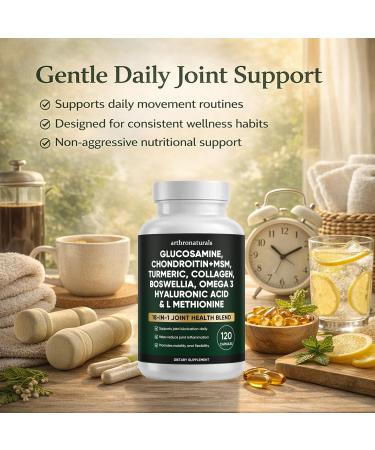 Arthronaturals Herbal 18-in-1 Joint Support Blend Daily Supplement with Glucosamine Chondroitin MSM and Turmeric Clean Formula for Active Adult Daily Routine 120 Capsules (2) - Buy Online on GoSupps.com