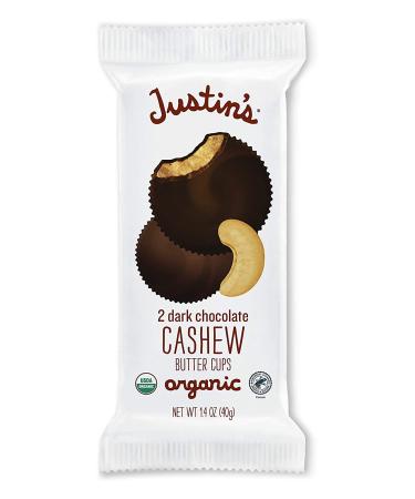 Justin's Organic Dark Chocolate Cashew Butter Cups - Gluten-Free, Rainforest Alliance Certified, 1.4oz (12-Pack) - Buy Online on GoSupps.com