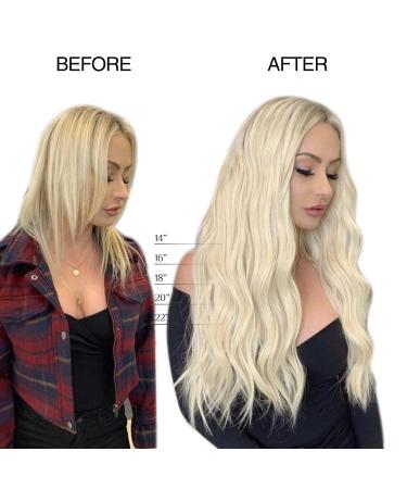 Doores Real Hair Extensions Clip-In | Light Platinum Blonde 50cm | 20 Inch | 7 Pieces 110g Remy Human Hair | Seamless Natural Real Hair Extensions - Buy Online on GoSupps.com