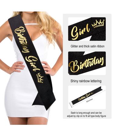 SuPoo Birthday Girl Crown Set - Black Tiara with Rhinestones Headband for Women - Perfect for Parties, Halloween, and Birthdays - Buy Online on GoSupps.com