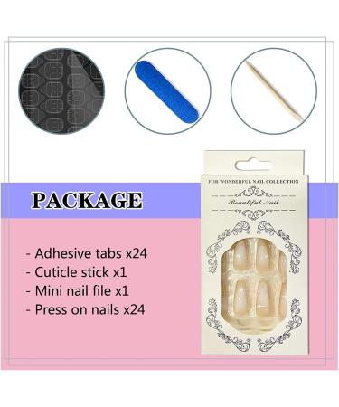24Pcs French False Nails Coffin Medium Length White Pearls Ballerina Press on Nails | Artificial Full Cover Acrylic Stick on Nails for Women Girls DIY Nail Art - Buy Online on GoSupps.com
