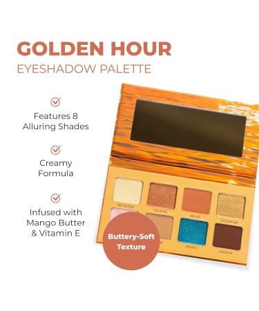 Beauty for Real Golden Hour Eyeshadow Palette - 8 Shades Matte & Shimmer Mango Butter & Vitamin E Infusion - Vegan & Cruelty-Free - Buy Online on GoSupps.com