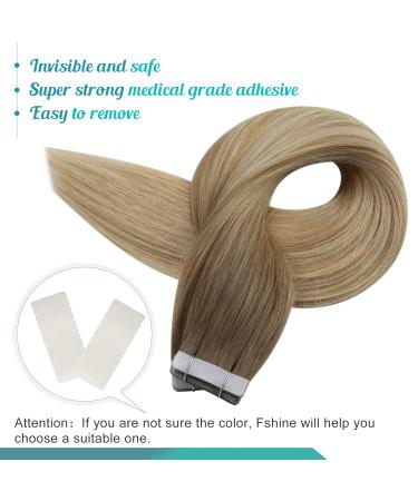 Fshine Adhesive Tape Hair Extensions | Balayage & Ombre Real Hair | Invisible Glue-In Extensions 50cm 50g #6/70 & #6/26/60 - Buy Online on GoSupps.com
