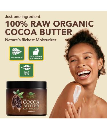 Raw Organic Unrefined Cocoa Butter | 100% Natural Ingredients | Body Moisturizer for Women & Men | Hydrate, Nourish & Soften Skin | 8 oz - Buy Online on GoSupps.com